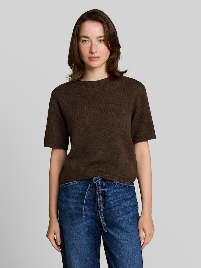 Lightweight Strickpullover mit Alpaka-Anteil von Denim Female, cool dark brown melange