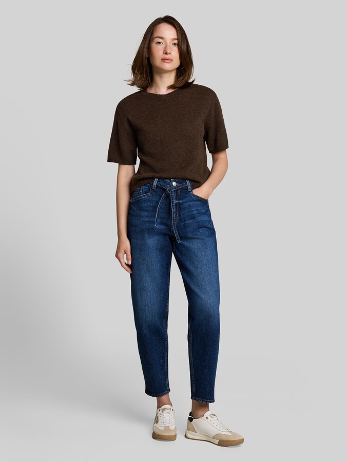 Lightweight Strickpullover mit Alpaka-Anteil von Denim Female, cool dark brown melange