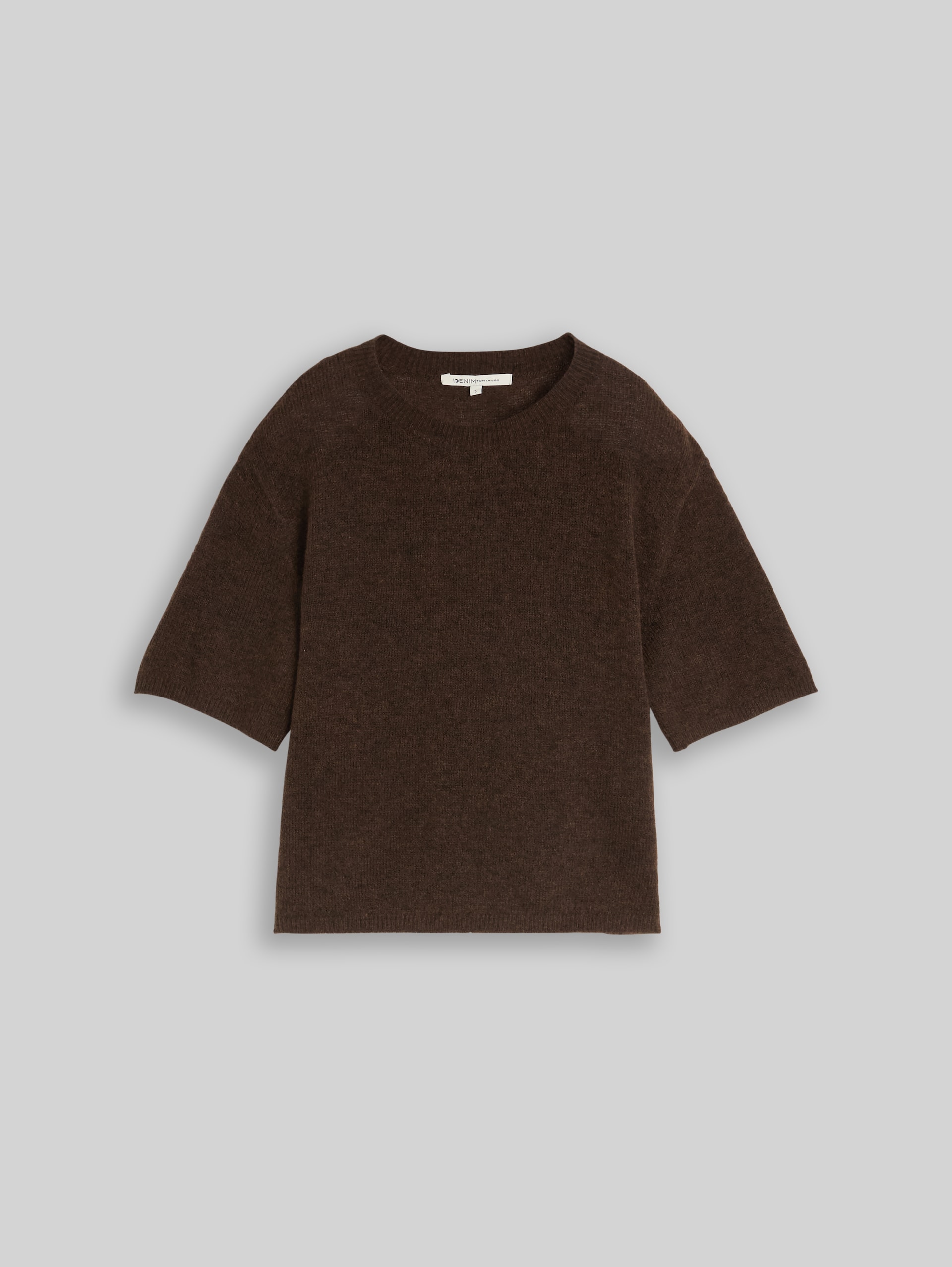 Lichtgewicht gebreide trui met alpaca-aandeel - cool dark brown melange