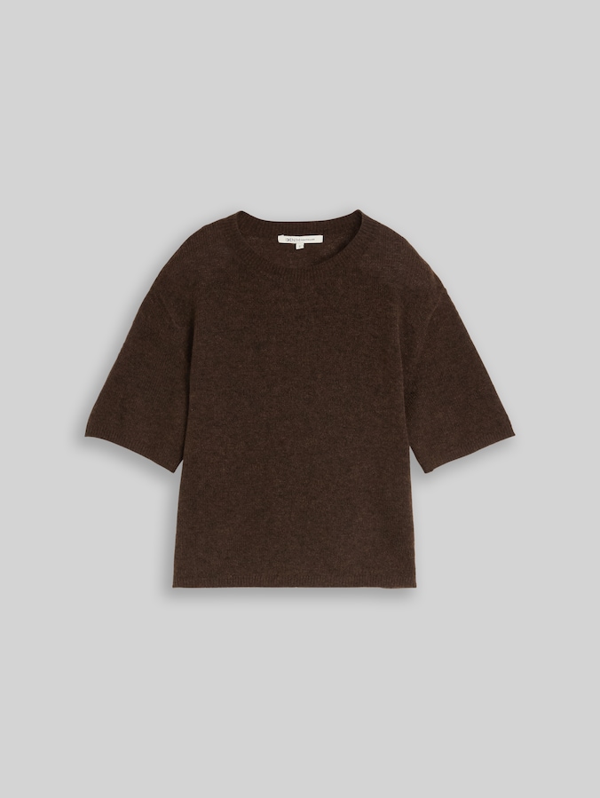 Lichtgewicht gebreide trui met alpaca-aandeel door Denim Female, cool dark brown melange