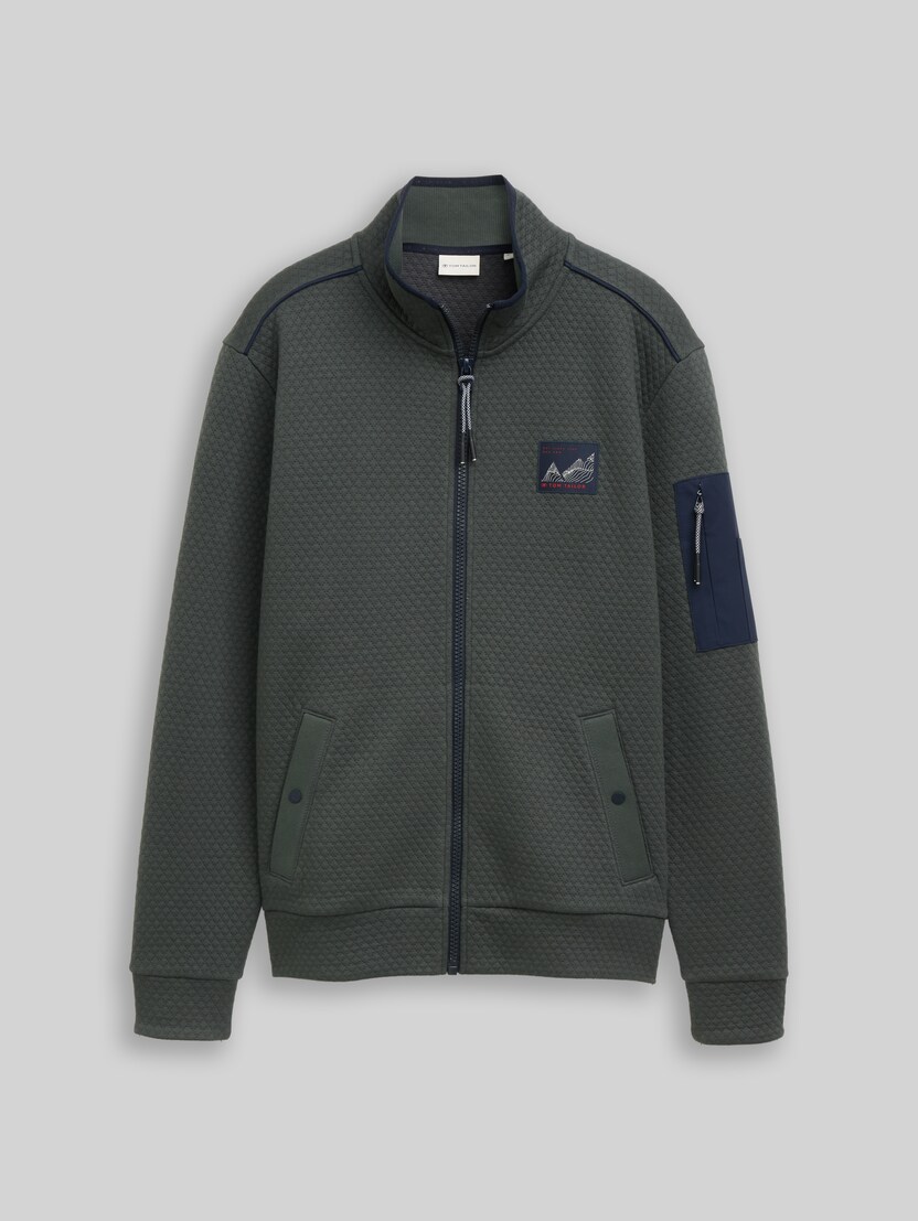 Sweatjacke mit Stehkragen von Men, Darkest Olive