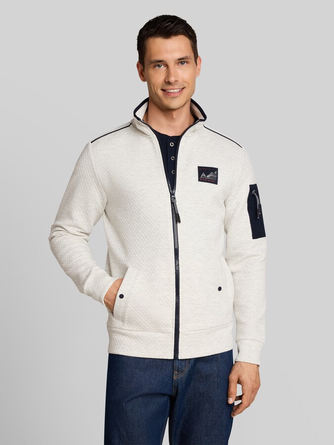 Veste sweat à col montant par Men, soft buttercream melange