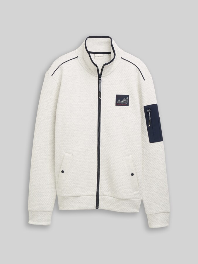 Veste sweat à col montant par Men, soft buttercream melange