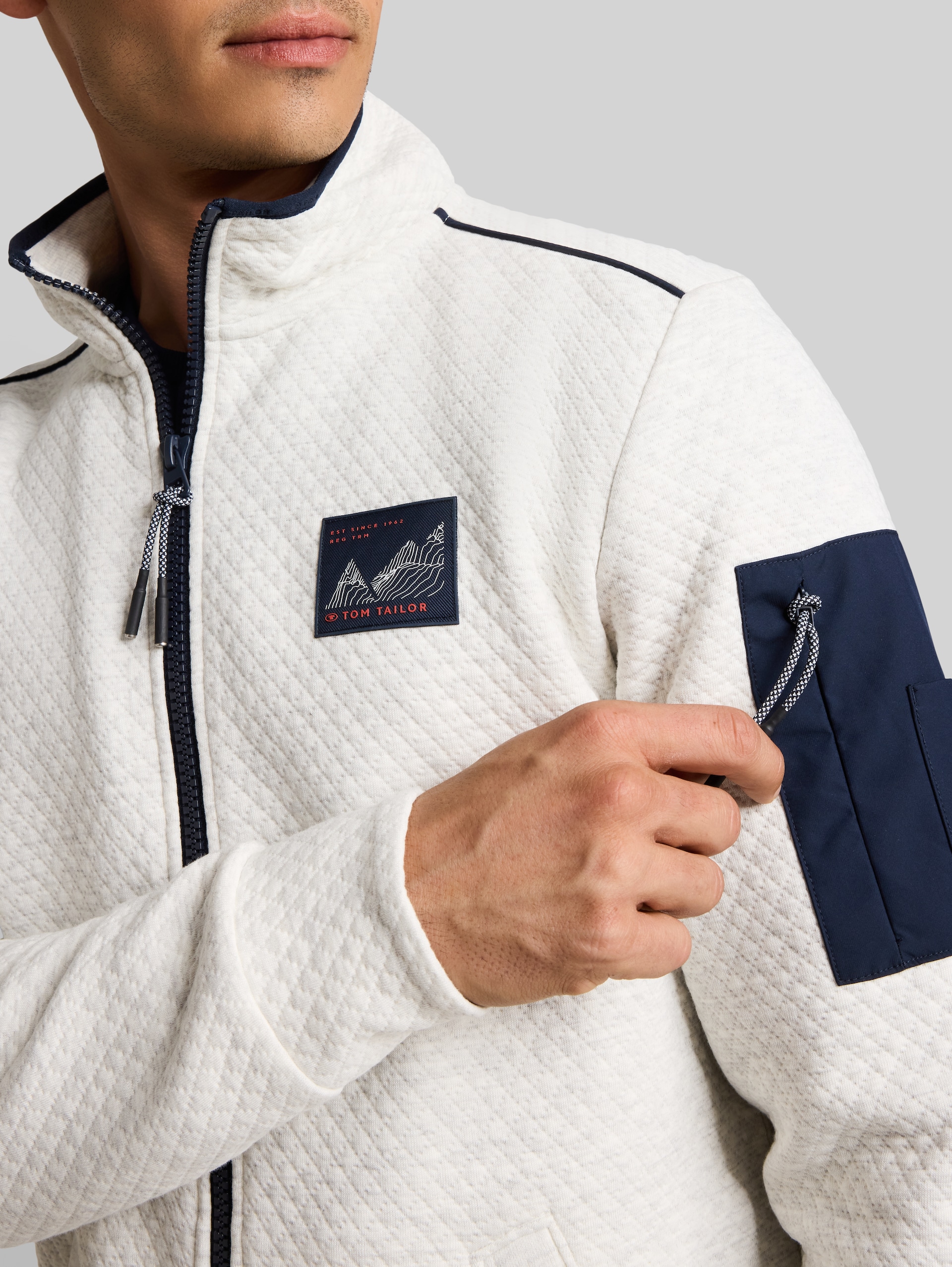 Veste sweat à col montant - soft buttercream melange - Vue détaillée du modèle