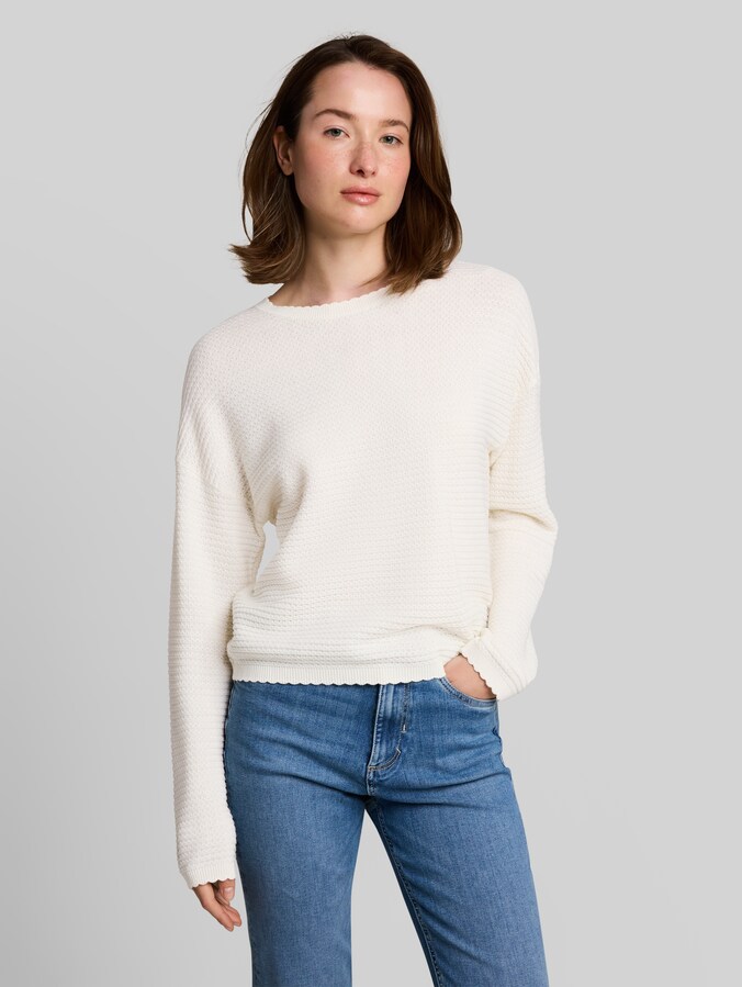 Pull-over en maille Relaxed Fit par Denim Female, off white