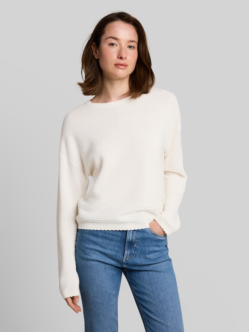 Gebreide trui met relaxte pasvorm door Denim Female, off white