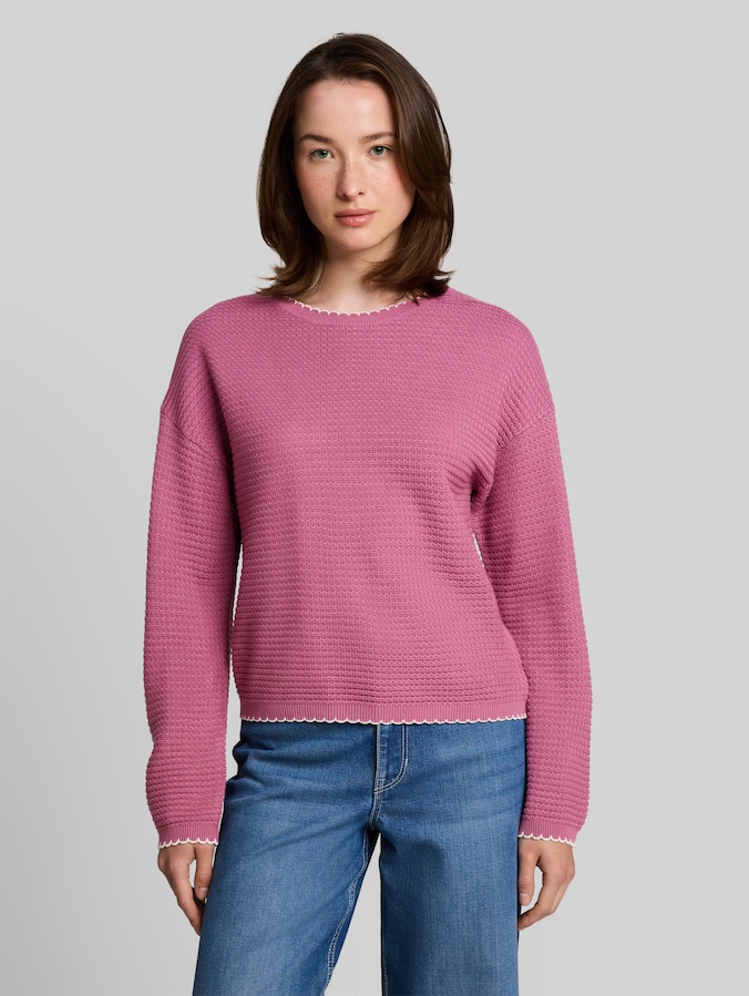 Gebreide trui met relaxte pasvorm door Denim Female, dusty berry