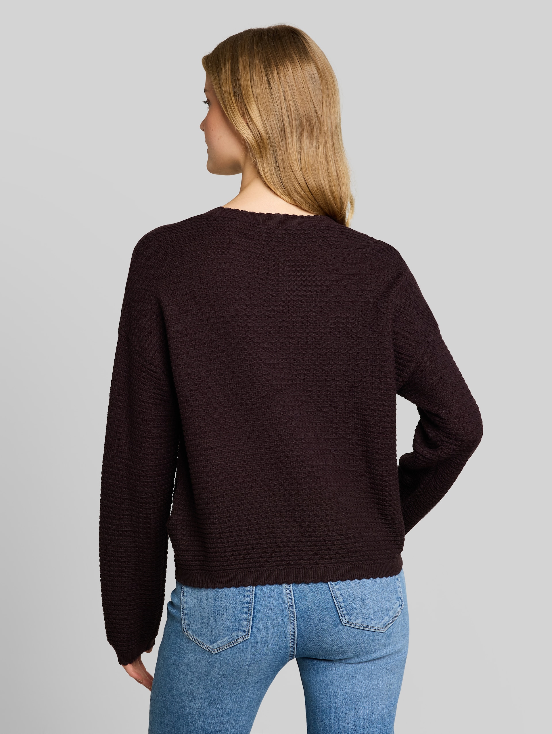 Relaxed Fit Strickpullover - dark plum