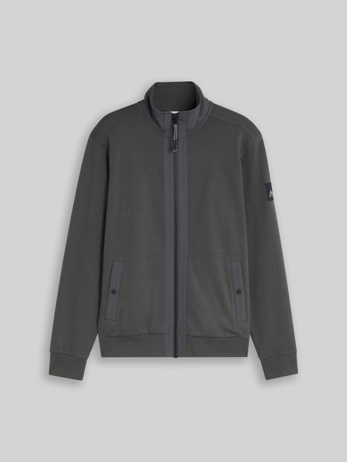 Sweatjacke mit Stehkragen von Men, Darkest Olive