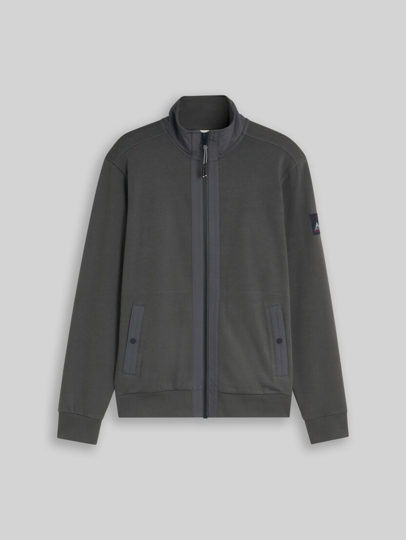 Sweatjacke mit Stehkragen von Men, Darkest Olive