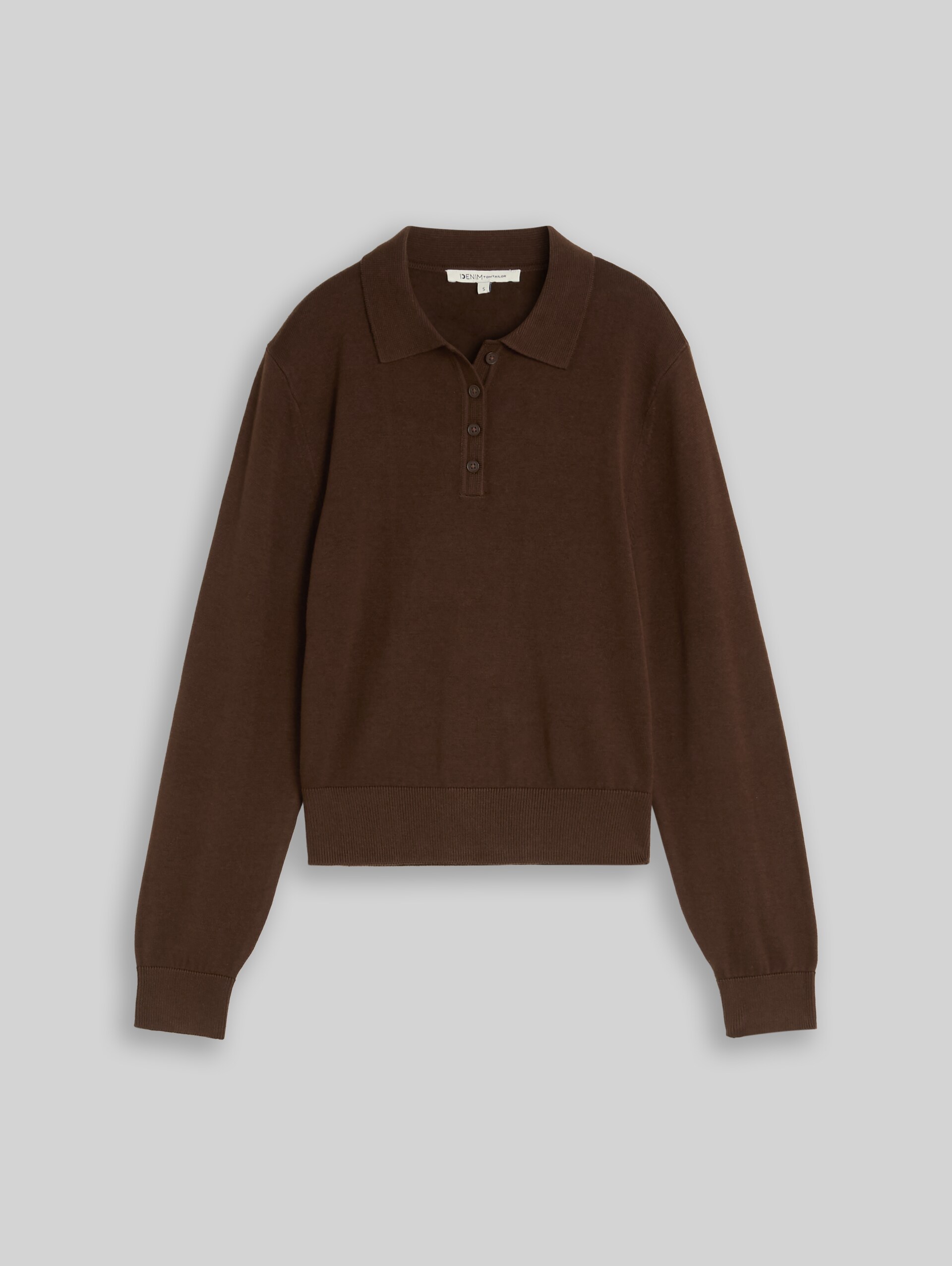 Strickpullover mit Polokragen - cool dark brown