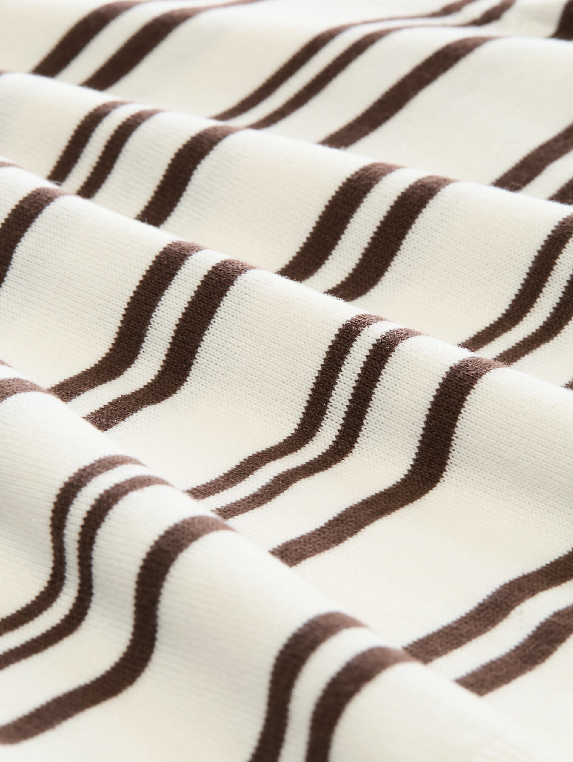 Strickpullover mit Polokragen - offwhite brown stripe - Material-Ansicht