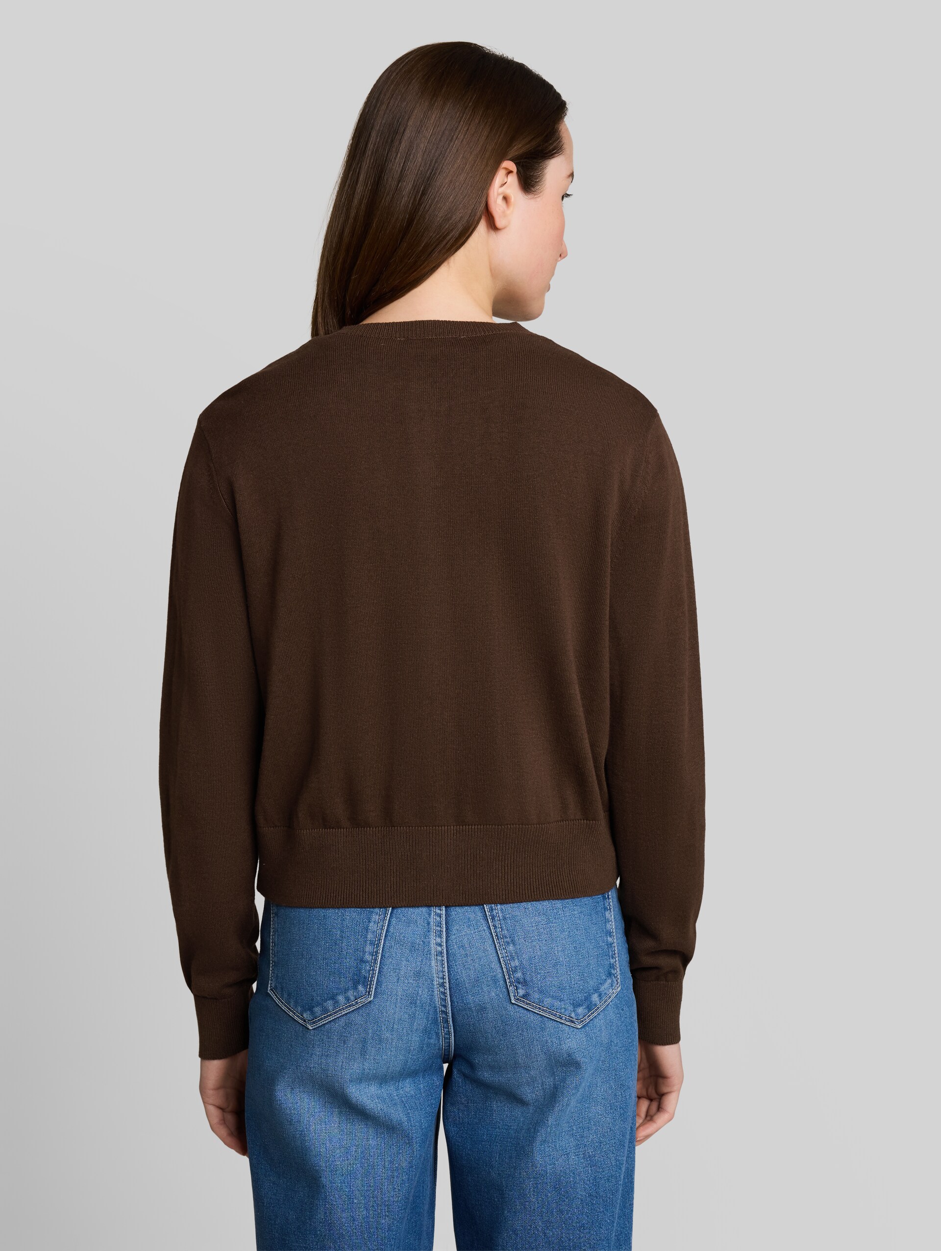 Cardigan mit Rundhalsausschnitt - cool dark brown