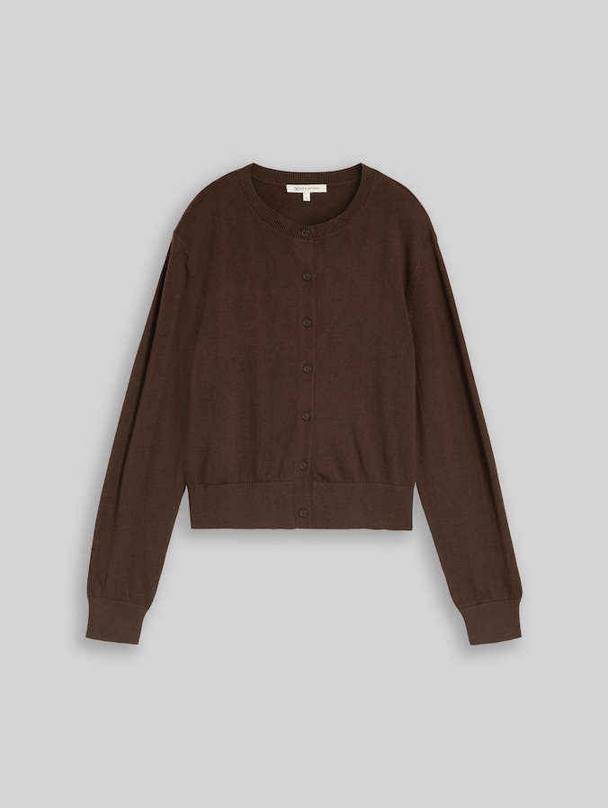 Cardigan mit Rundhalsausschnitt von Denim Female, cool dark brown