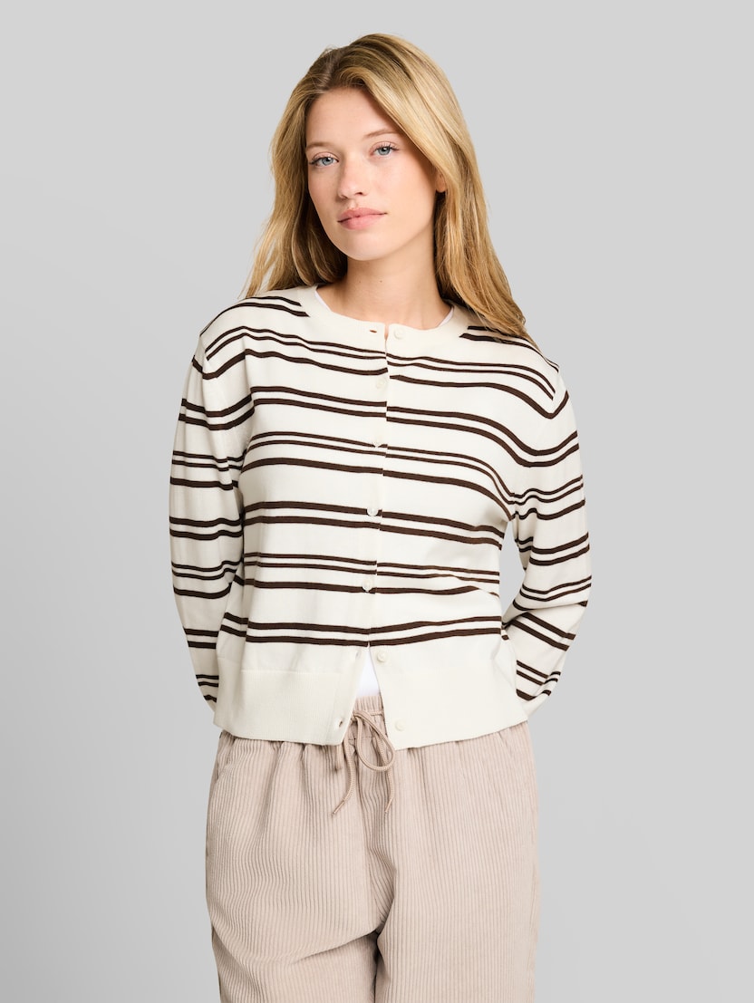 Vest met ronde hals door Denim Female, offwhite brown stripe