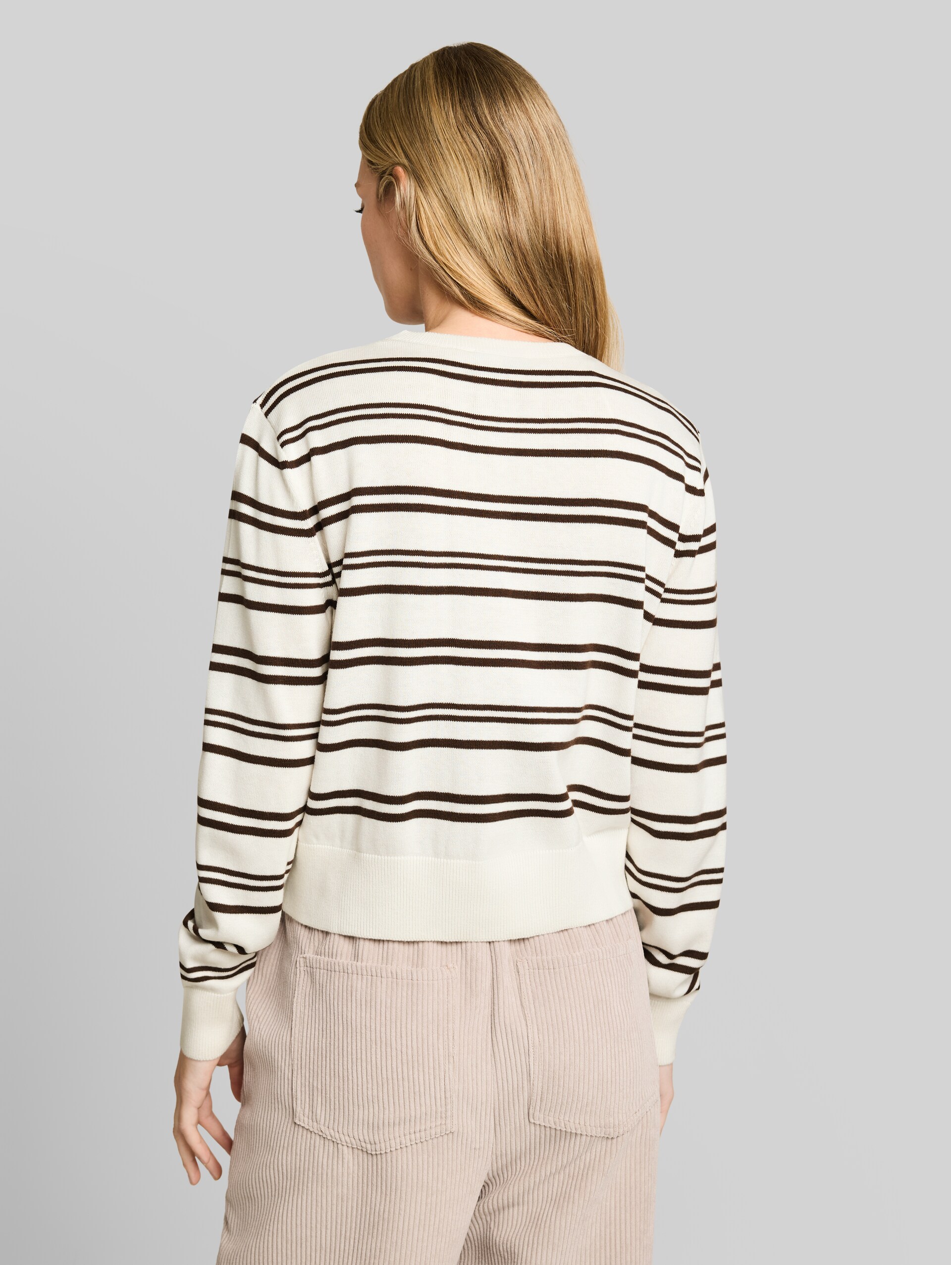 Cardigan mit Rundhalsausschnitt - offwhite brown stripe