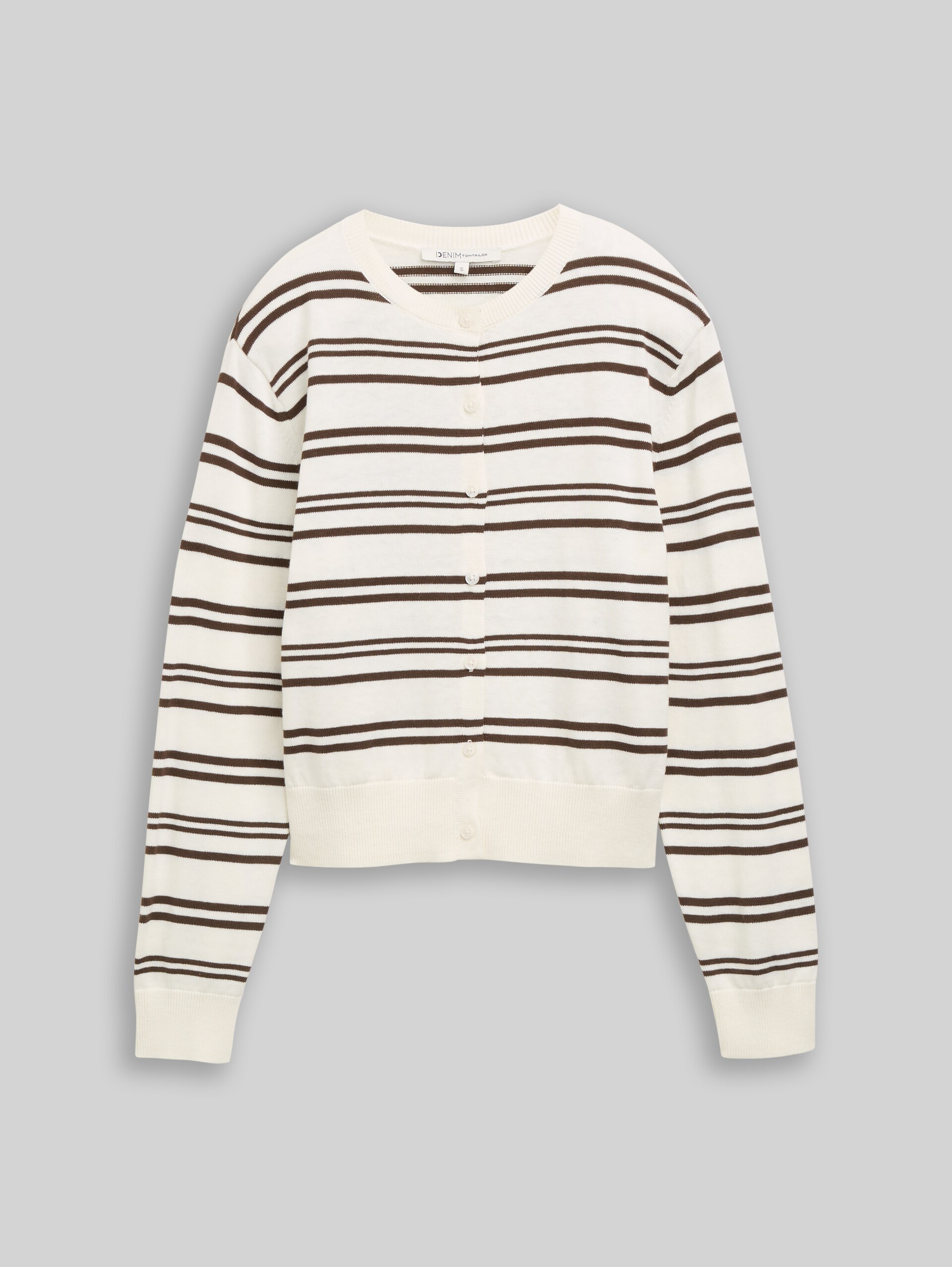 Cardigan mit Rundhalsausschnitt - offwhite brown stripe