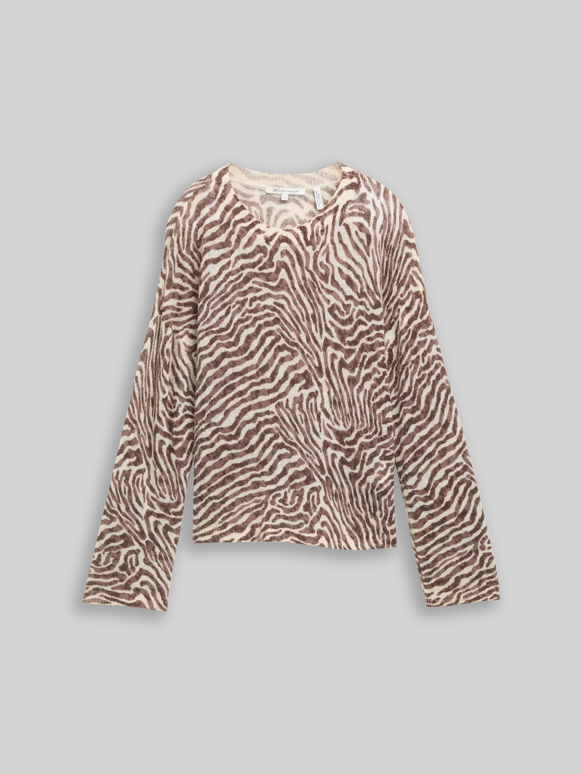 Pull en maille à la coupe décontractée avec imprimé zébré - brown beige zebra print
