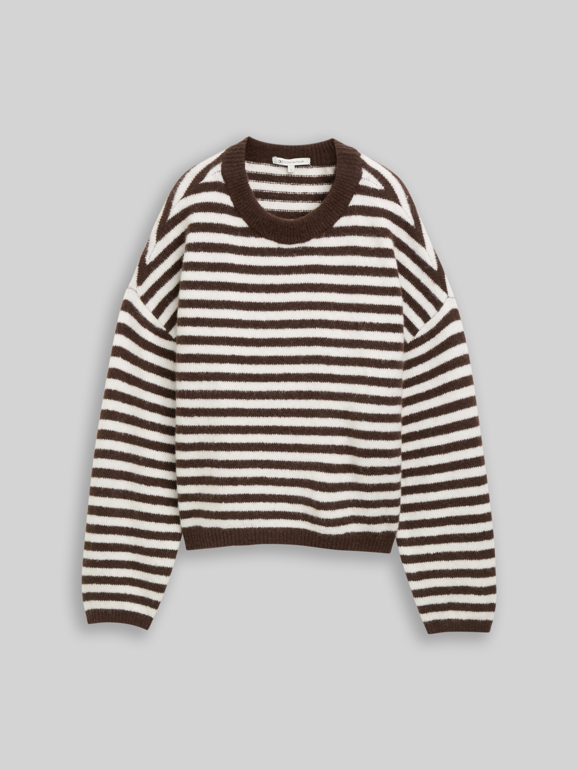 Pull en maille douillet à rayures - brown white stripe