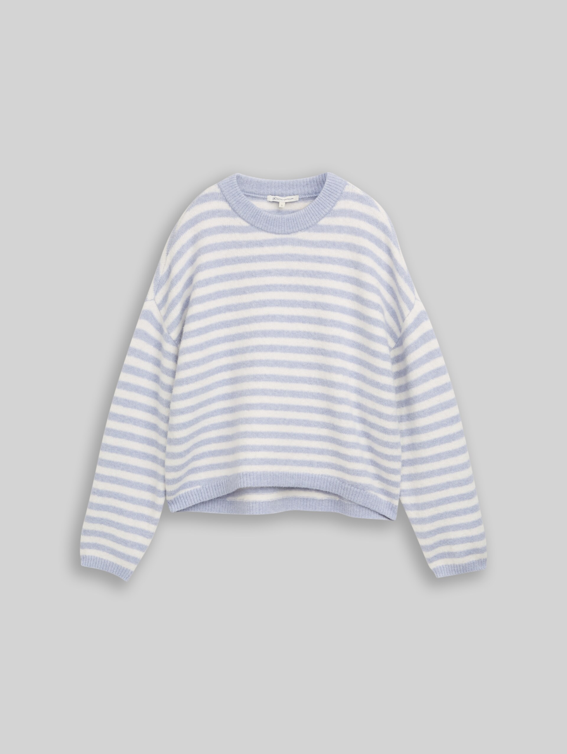 Pull rayé à col montant - mid blue white stripe