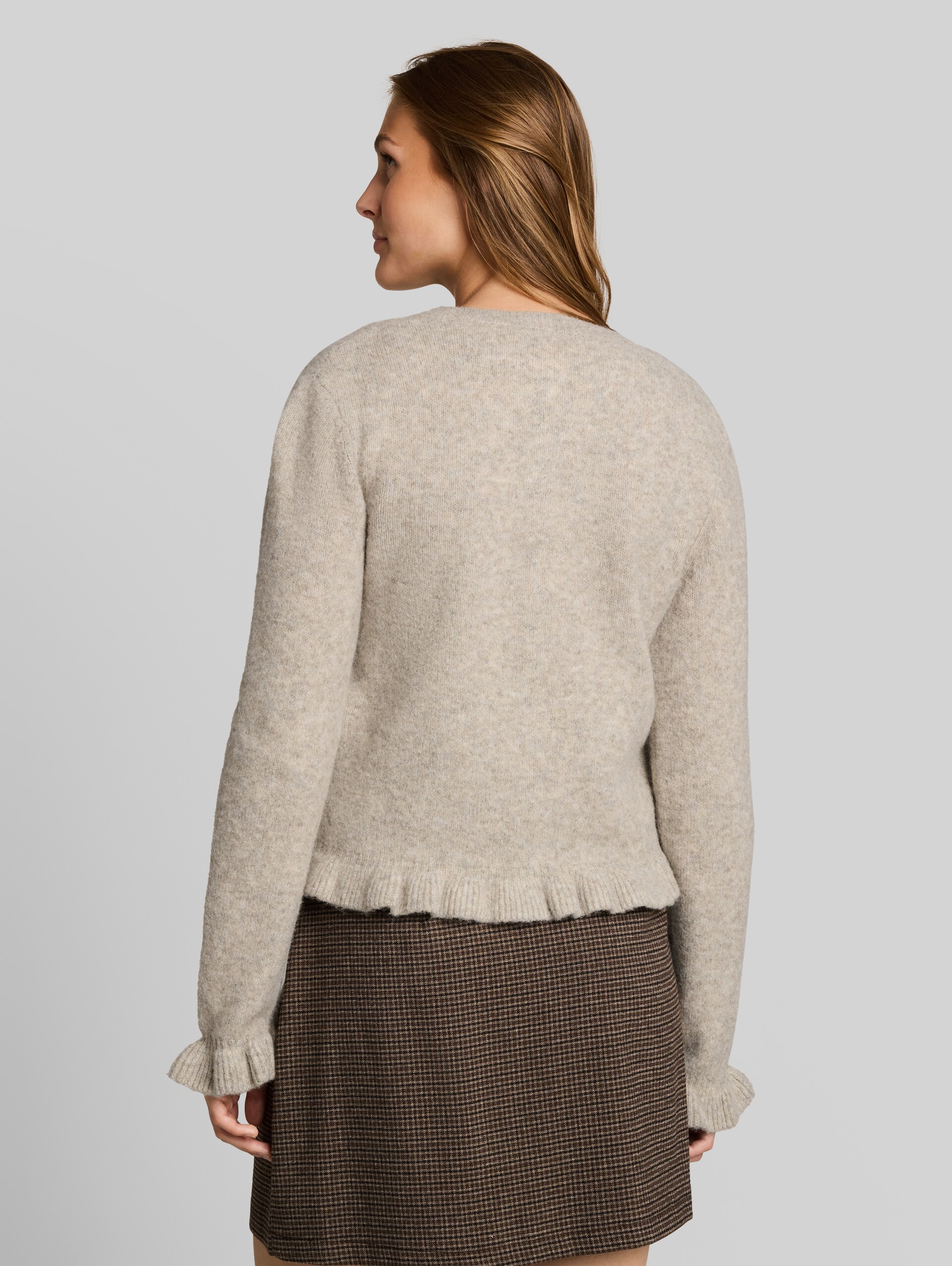 Cardigan douillet à volants - mink beige melange
