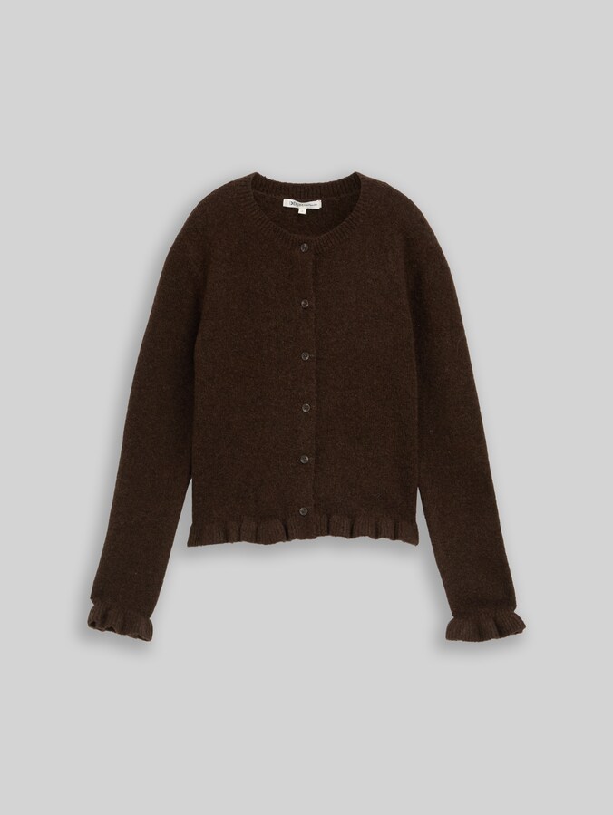 Gezellig vest met ruches door Denim Female, cool dark brown melange