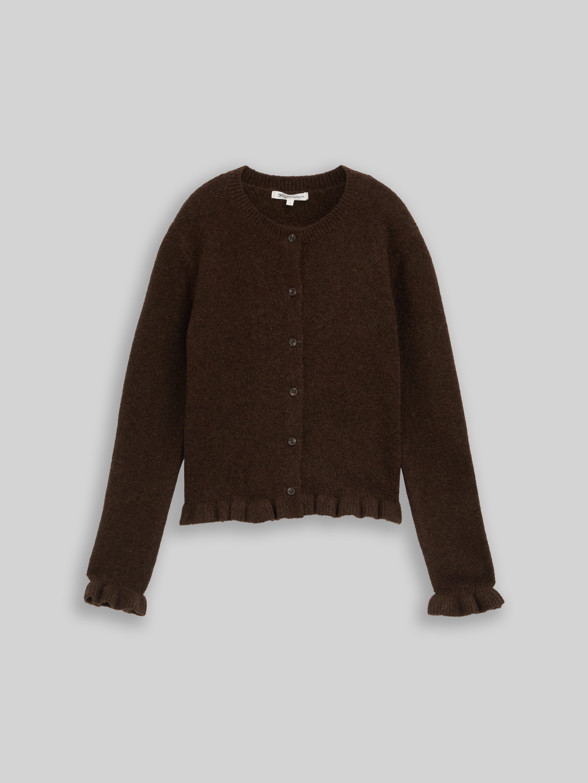 Cardigan douillet à volants - cool dark brown melange