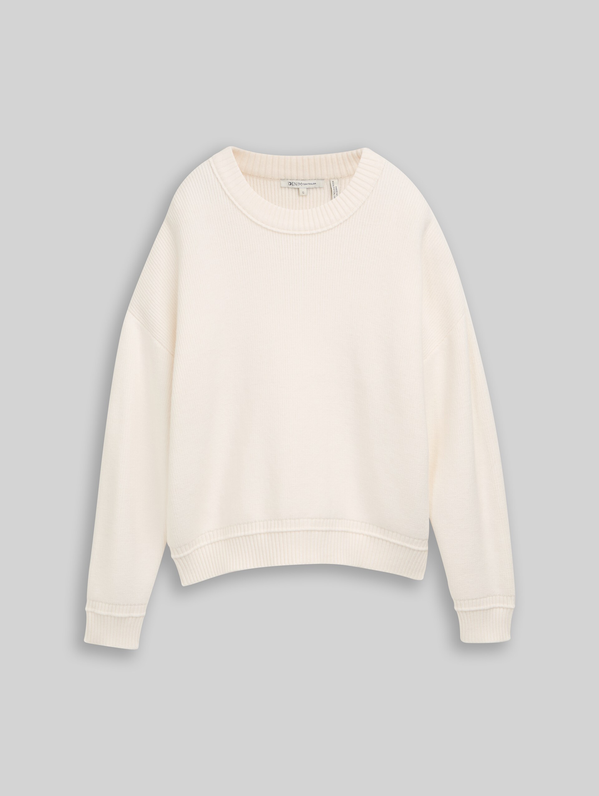Oversize Strickpullover mit Rundhalsausschnitt - Gardenia White