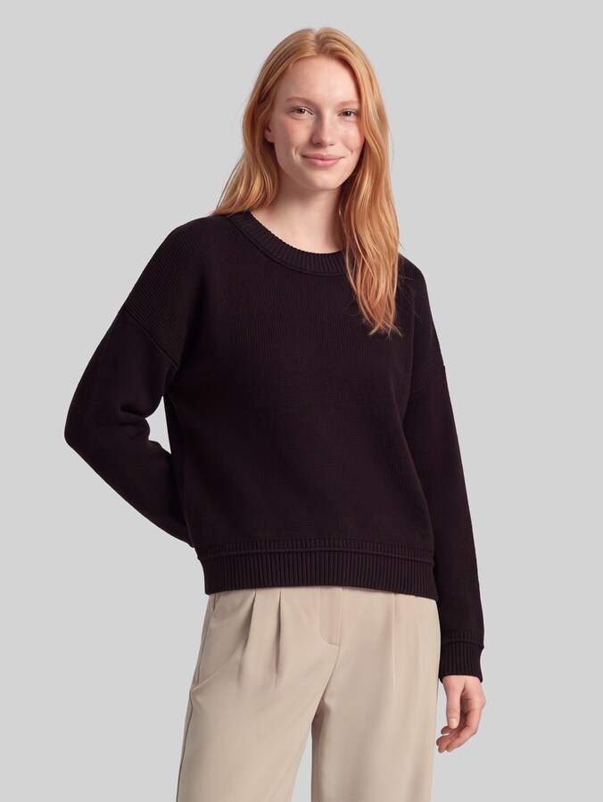 Oversize Strickpullover mit Rundhalsausschnitt von Denim Female, dark plum