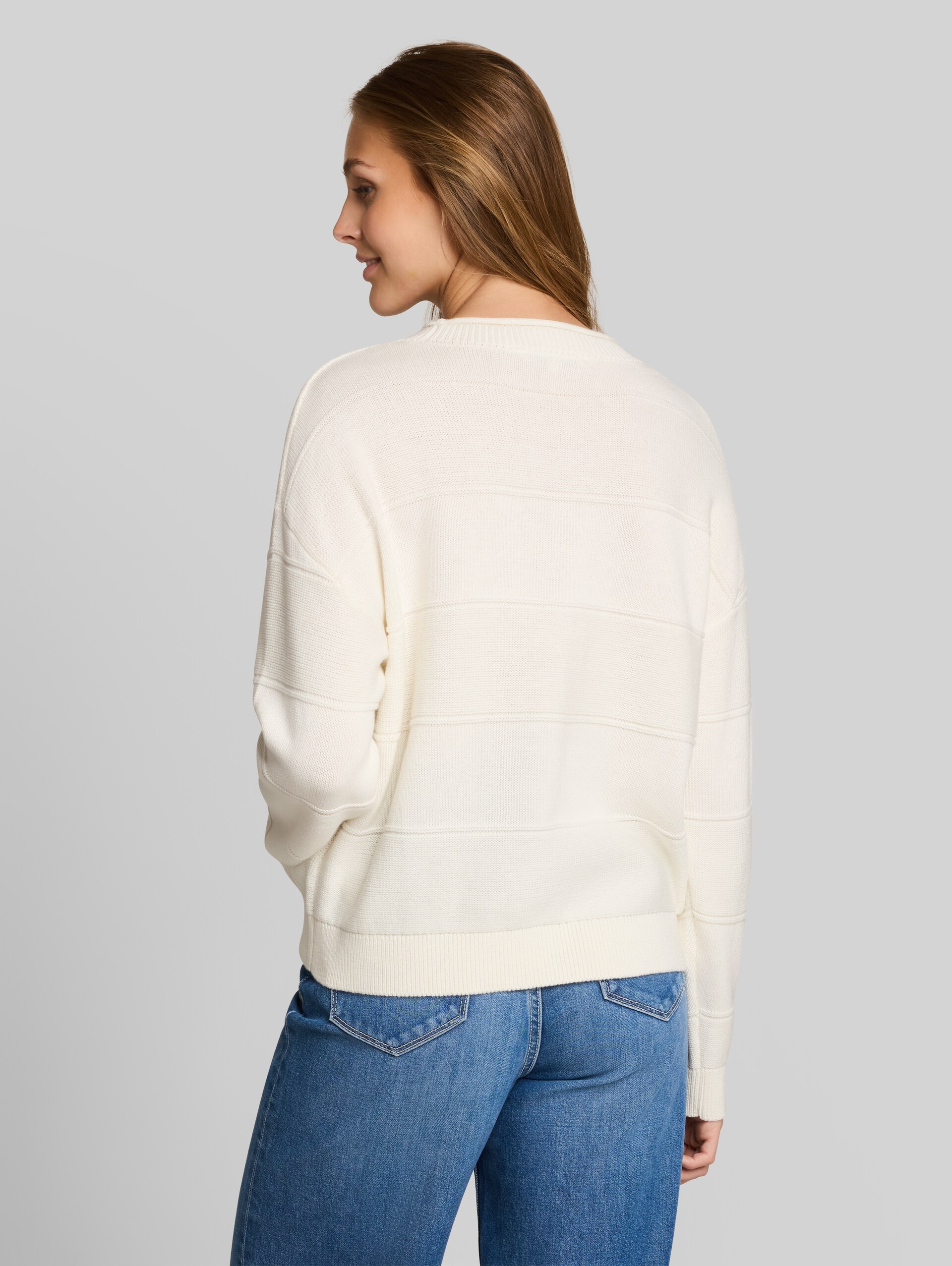 Relaxed Fit Strickpullover aus Baumwolle - off white