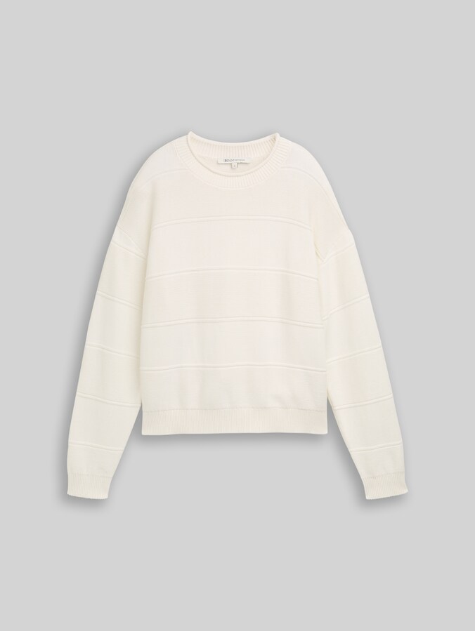 Relaxed Fit Strickpullover aus Baumwolle von Denim Female, off white