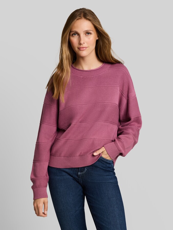 Relaxed Fit Strickpullover aus Baumwolle von Denim Female, dusty berry