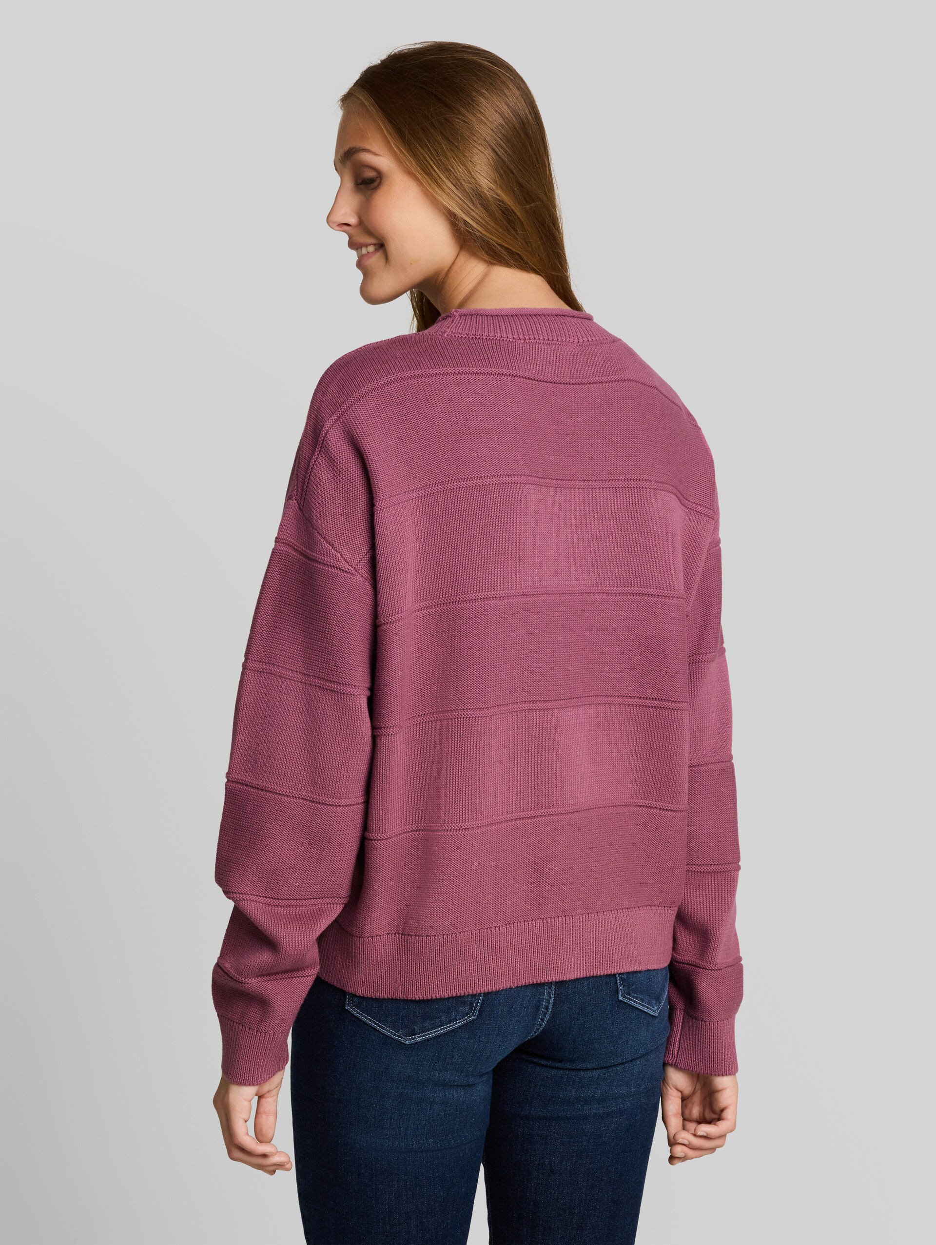 Relaxed Fit Strickpullover aus Baumwolle - dusty berry