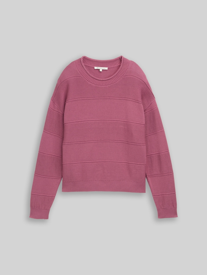 Relaxed Fit Strickpullover aus Baumwolle von Denim Female, dusty berry