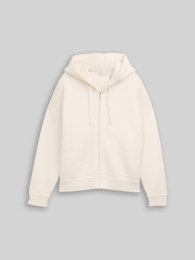 Oversize Cardigan mit Kapuze von Denim Female, Gardenia White