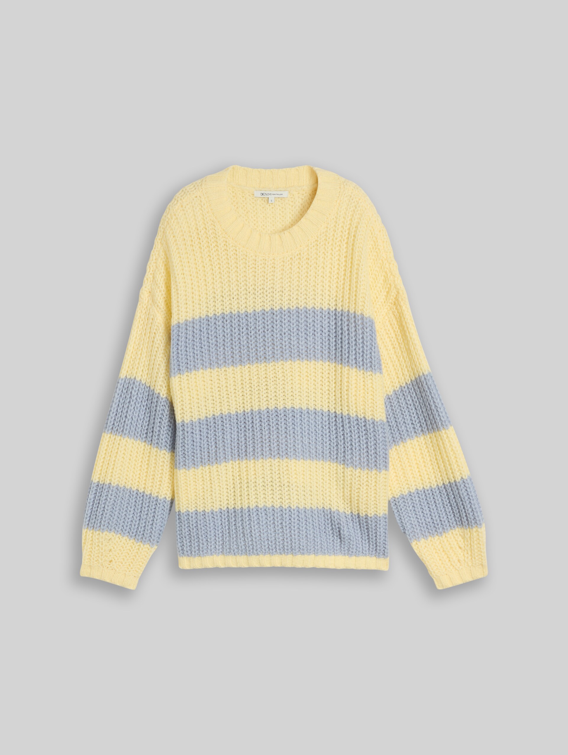 Gebreide trui met relaxte pasvorm en streepjespatroon - big blue yellow stripe