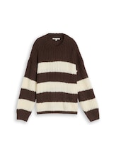 Sélectionné, Pull en maille coupe décontractée à rayures par Tom Tailor, brunir