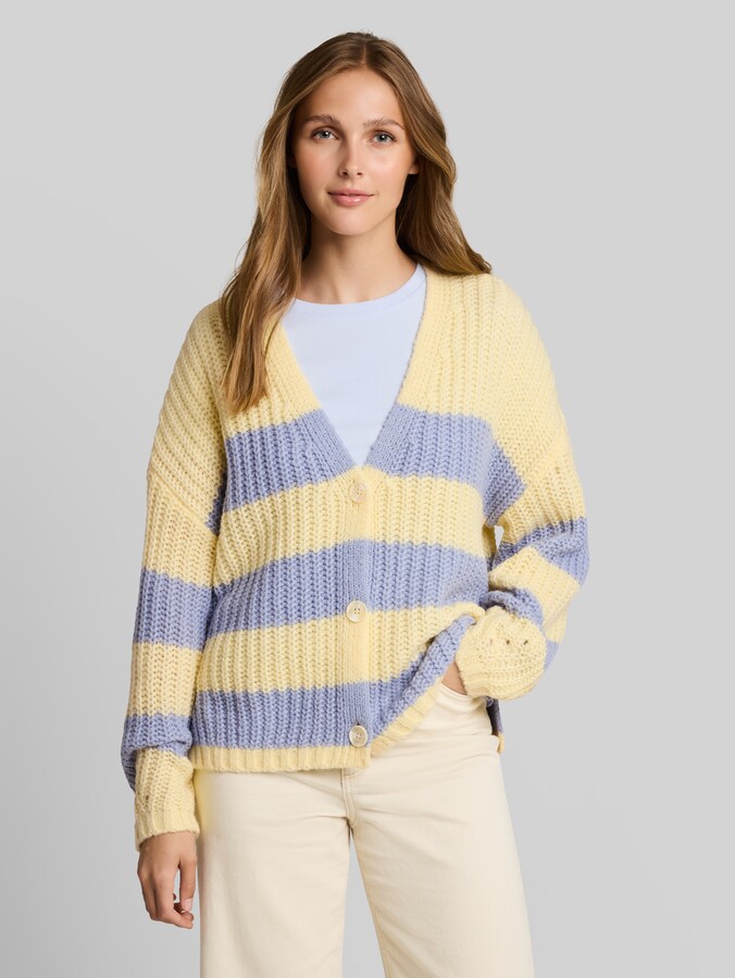 Vrijvallend vest met streepmotief door Denim Female, big blue yellow stripe