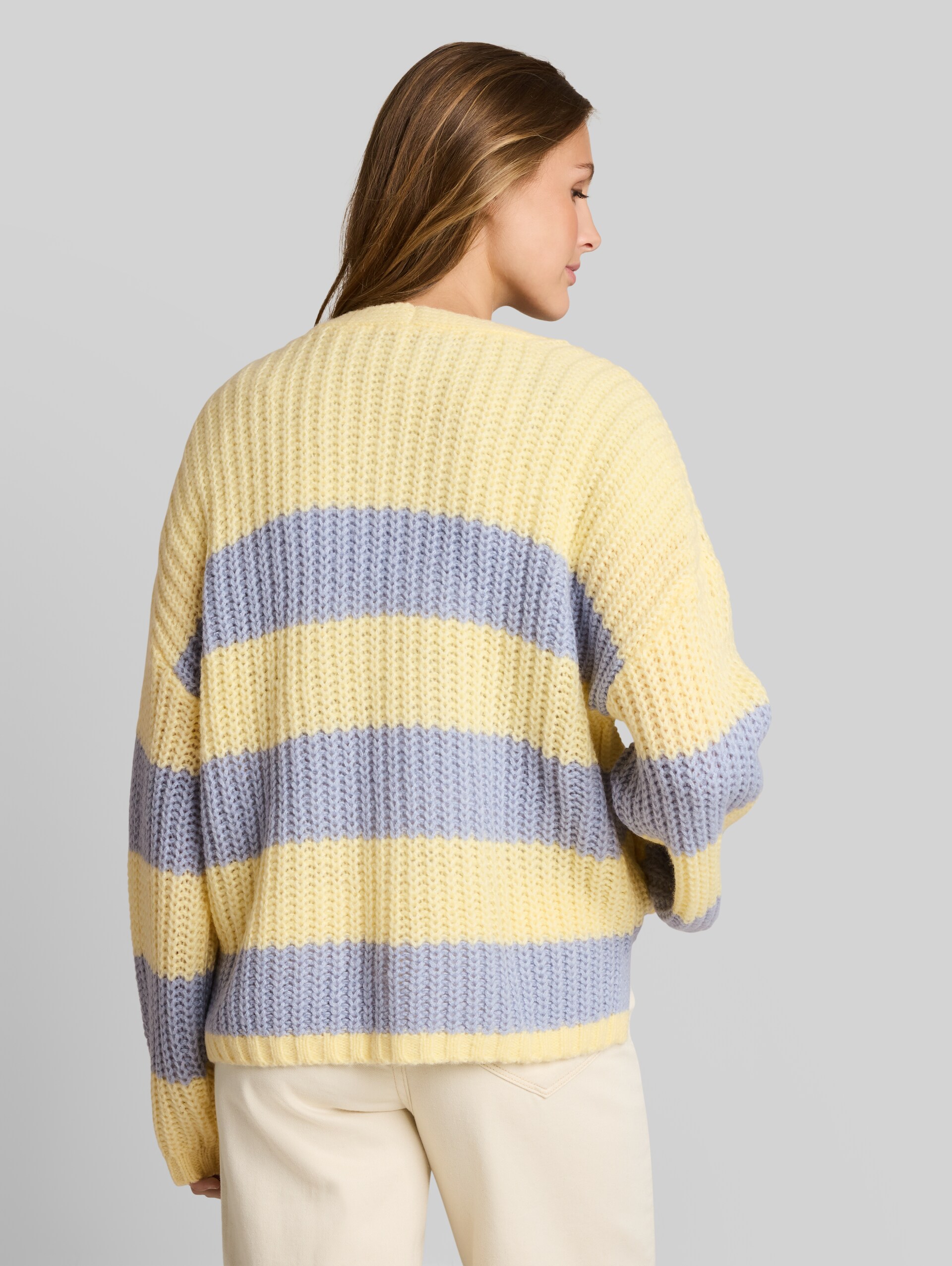 Vrijvallend vest met streepmotief - big blue yellow stripe
