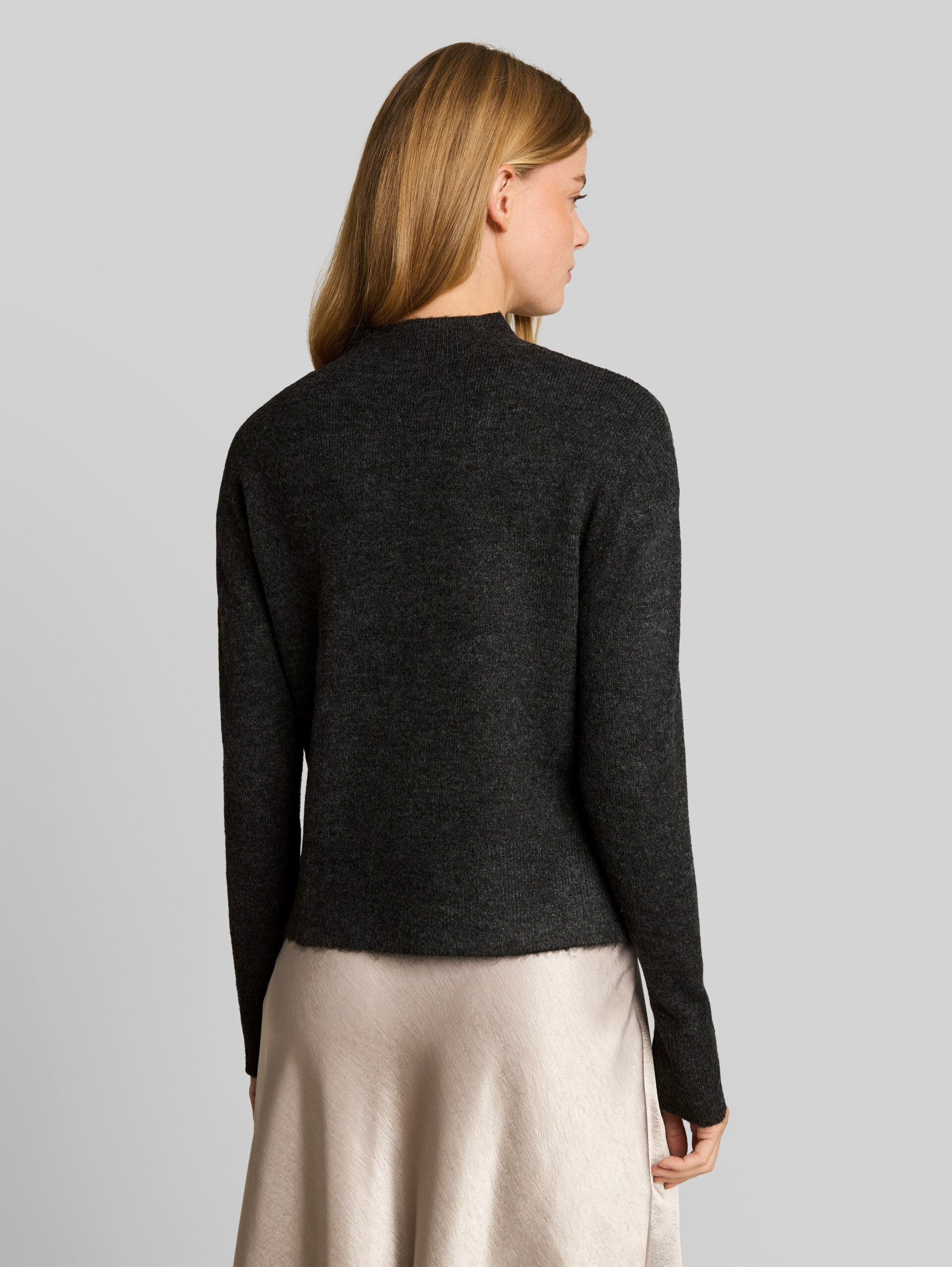 Cosy Strickpullover mit Stehkragen - Shale Grey Melange