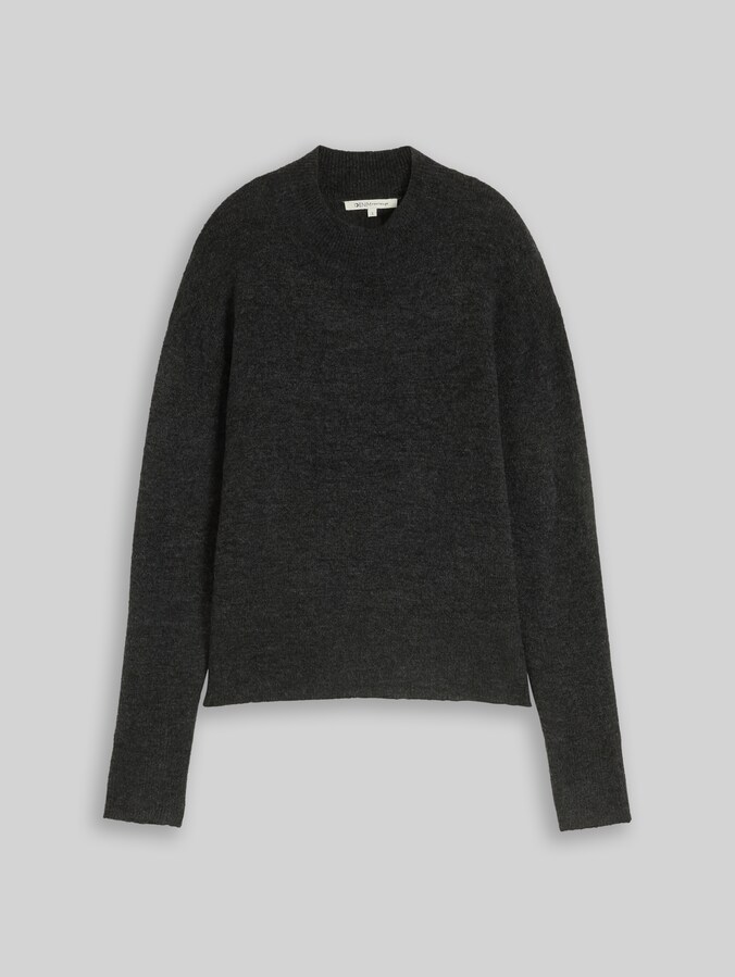 Cosy Strickpullover mit Stehkragen von Denim Female, Shale Grey Melange