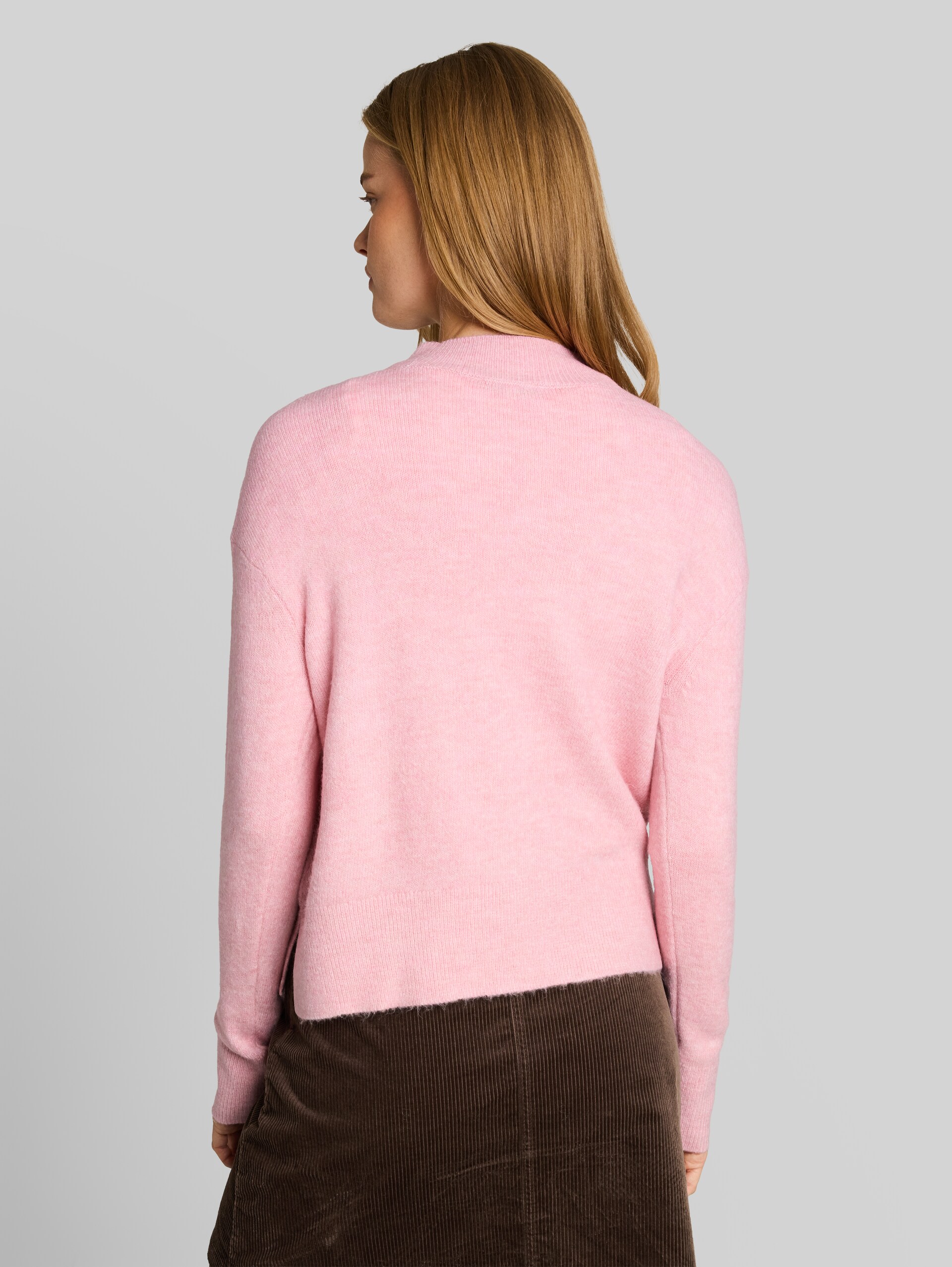 Cosy Strickpullover mit Stehkragen - pink melange