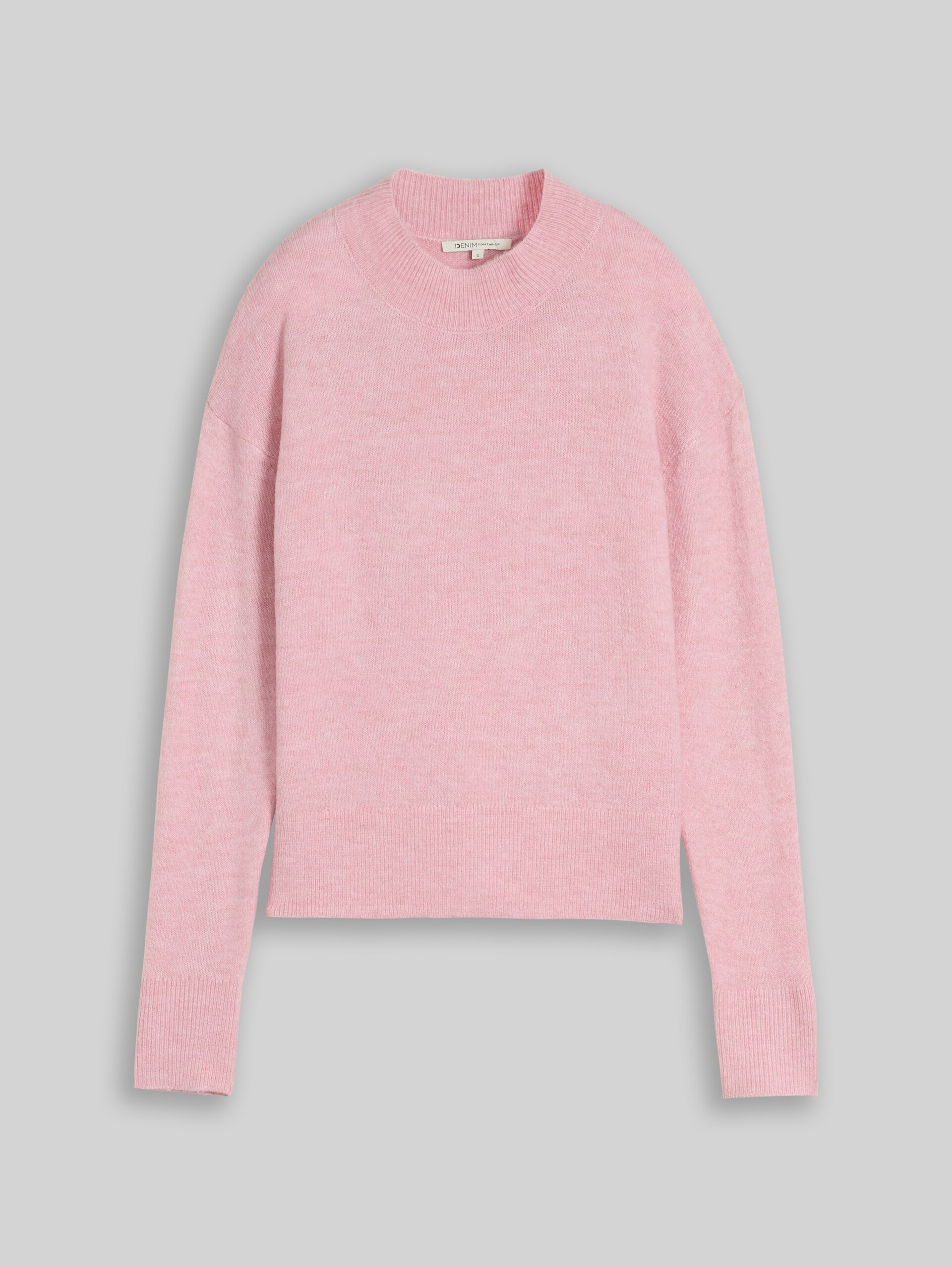 Cosy Strickpullover mit Stehkragen - pink melange