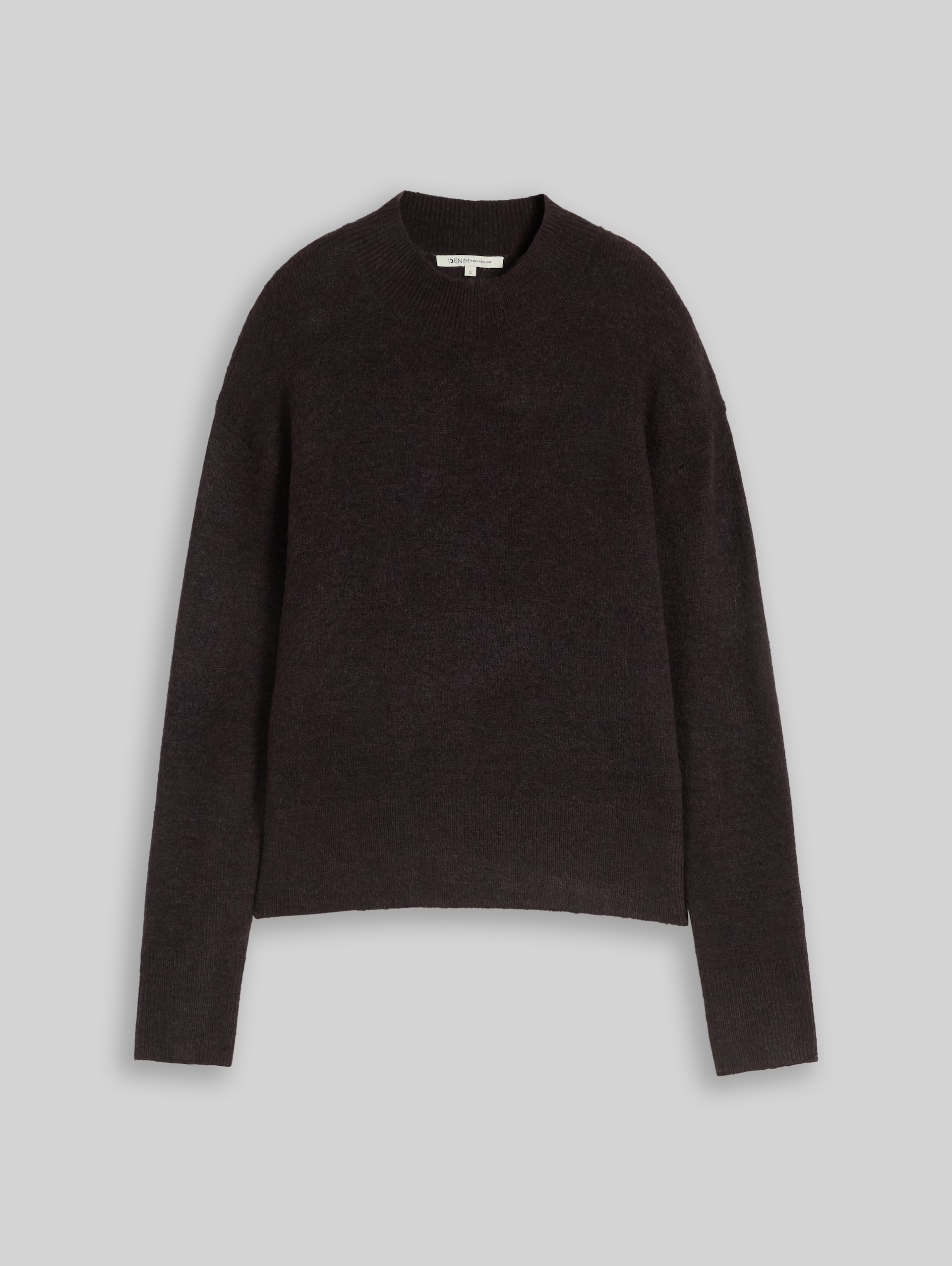 Cosy Strickpullover mit Stehkragen - dark plum melange