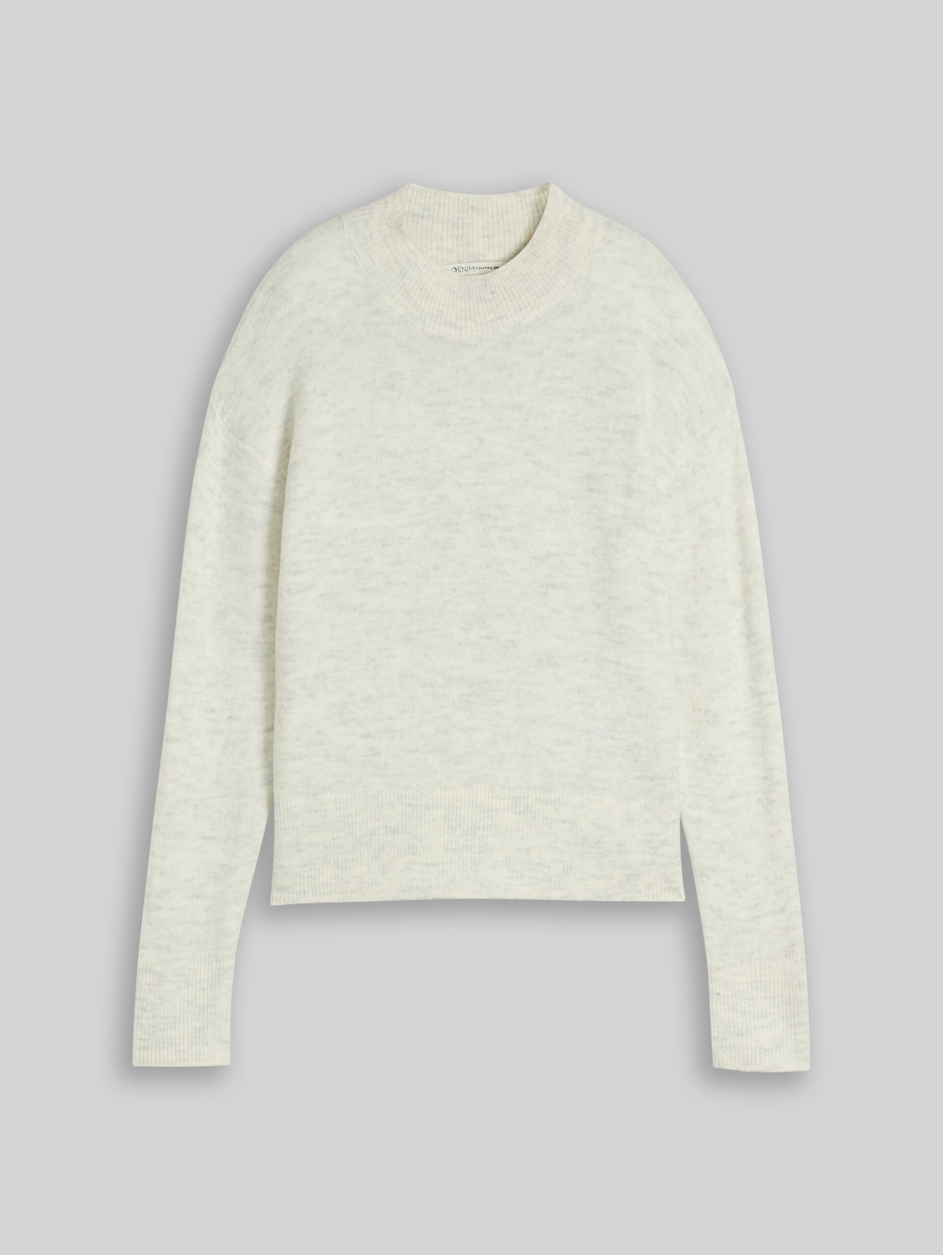 Cosy Strickpullover mit Stehkragen - light creme melange