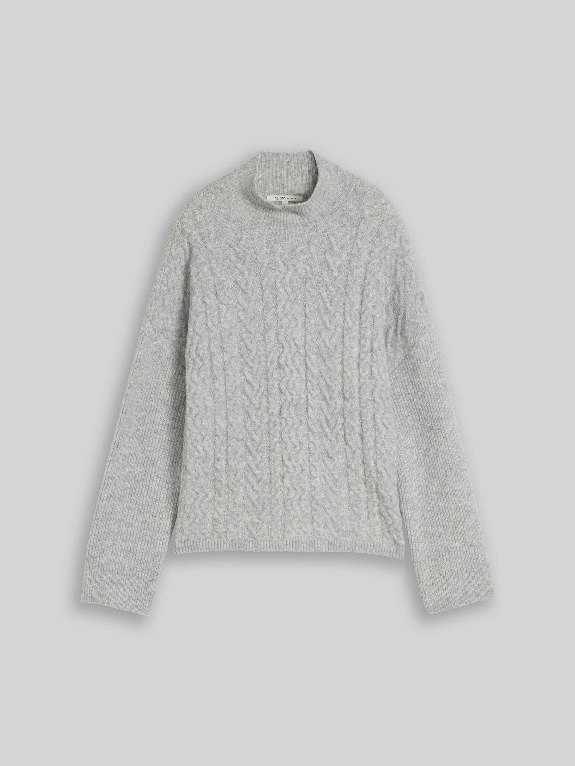 Boxy Fit Strickpullover mit Wollanteil - Light Soft Grey Melange
