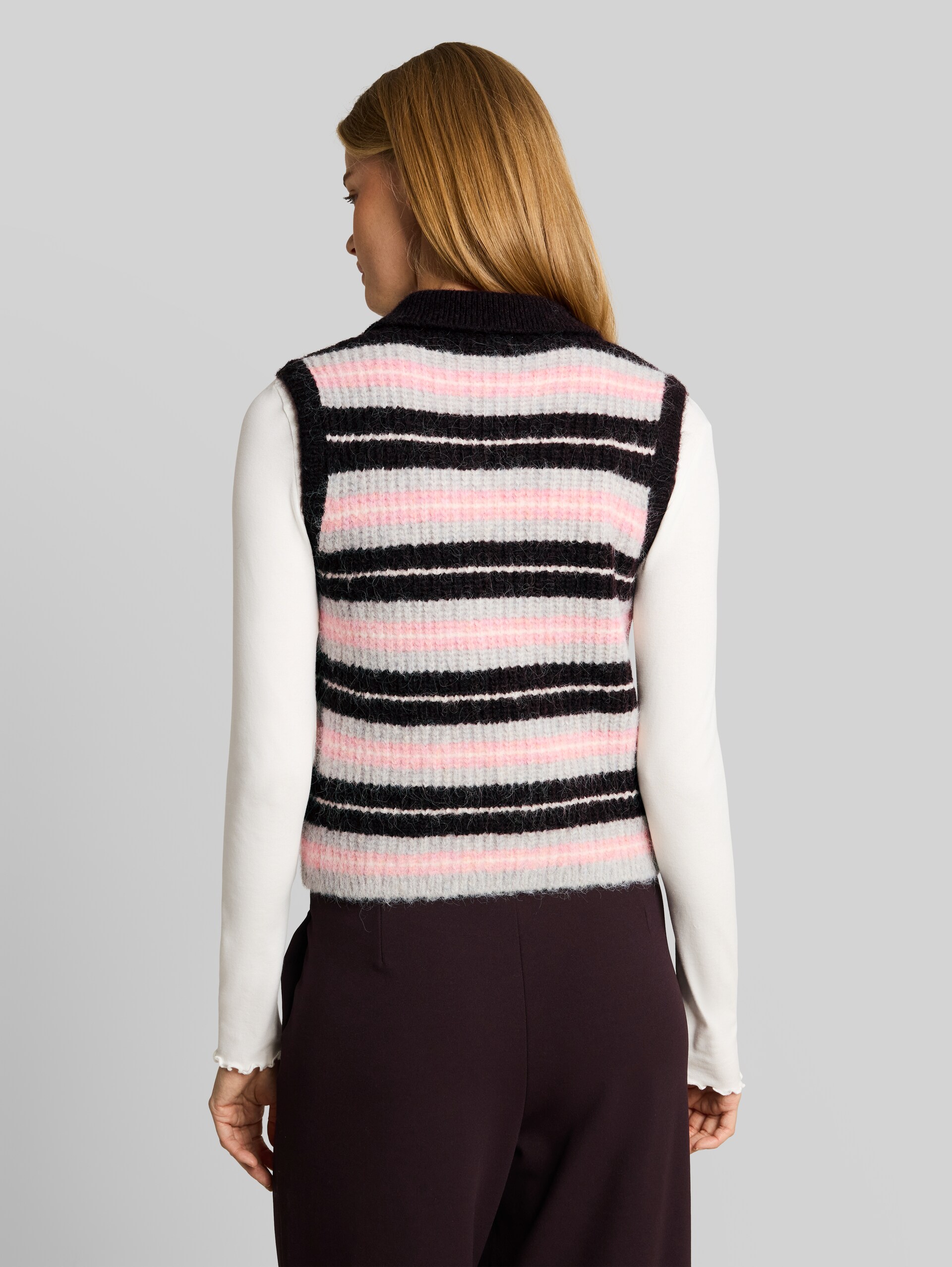 Troyer Pullunder mit Streifenmuster - plum pink grey stripe