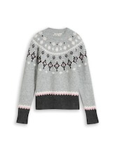 Nicht ausgewählt, Relaxed Fit Norweger Strickpullover mit Wollanteil von Tom Tailor, grau