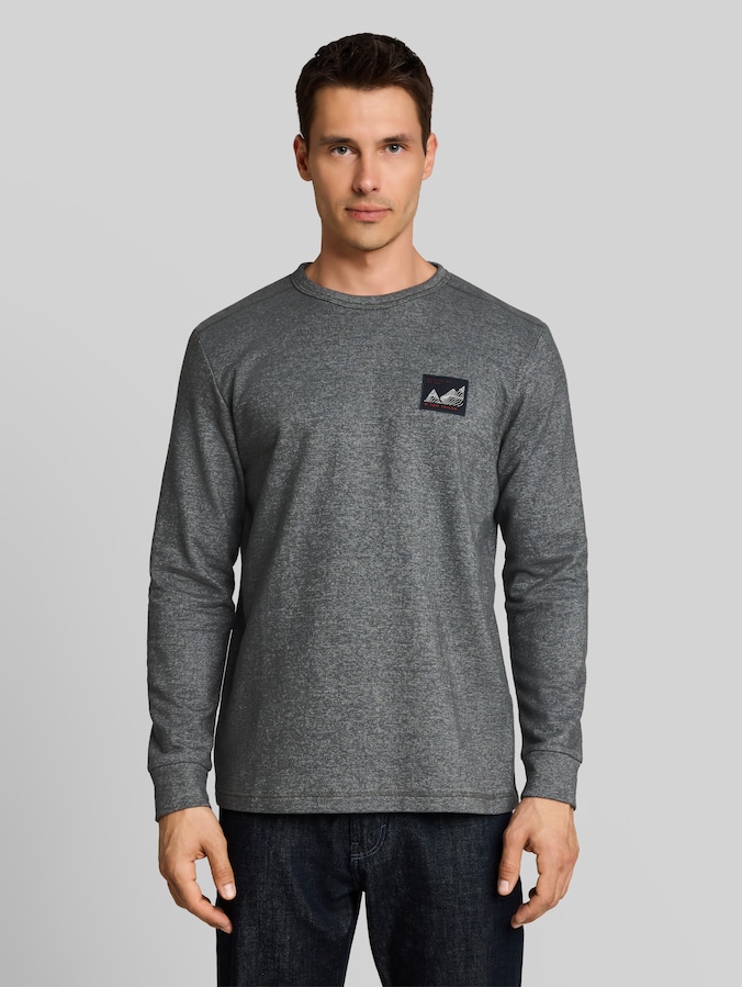 T-shirt met lange mouwen en badge door Men, olive mint white structure
