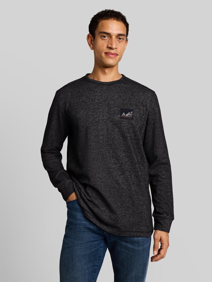 Langarmshirt mit Badge von Men, navy black white structure